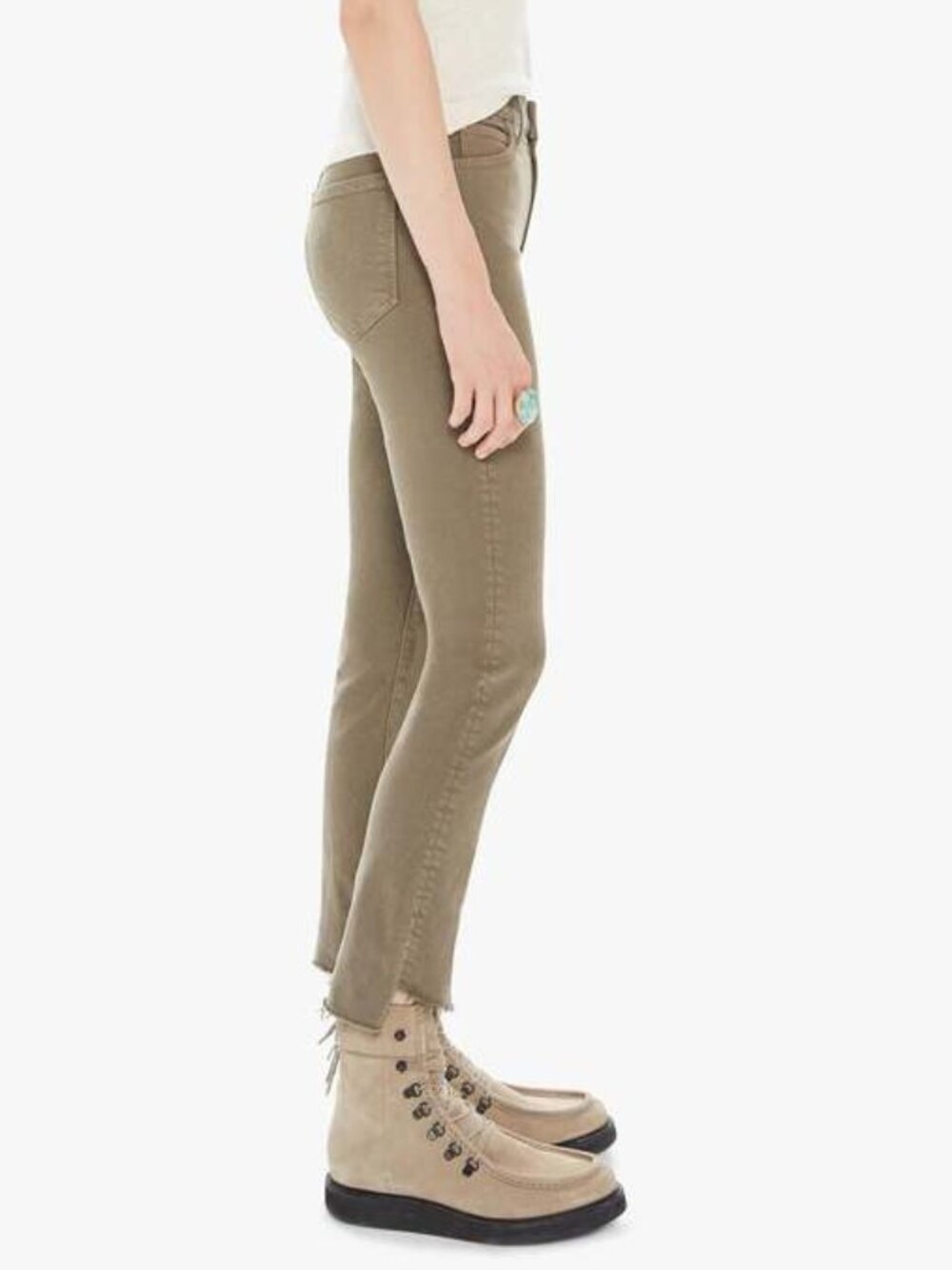MOTHER High Waisted Rascal Ankle Step Fray